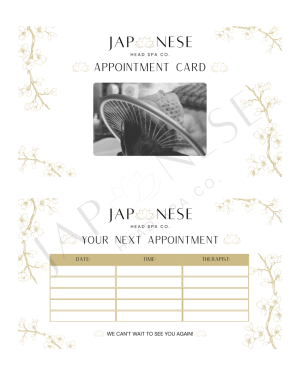 Japanese Head Spa Appointment Cards (Business Card Size)